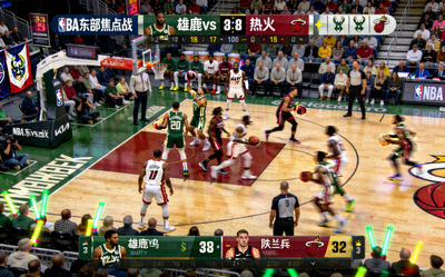 NBA东部焦点战密尔沃基雄鹿对阵迈阿密热火高清直播画面